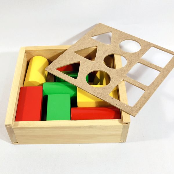 The Future Thinker - Wooden Shape Sorter Box with Three Geometry Shapes