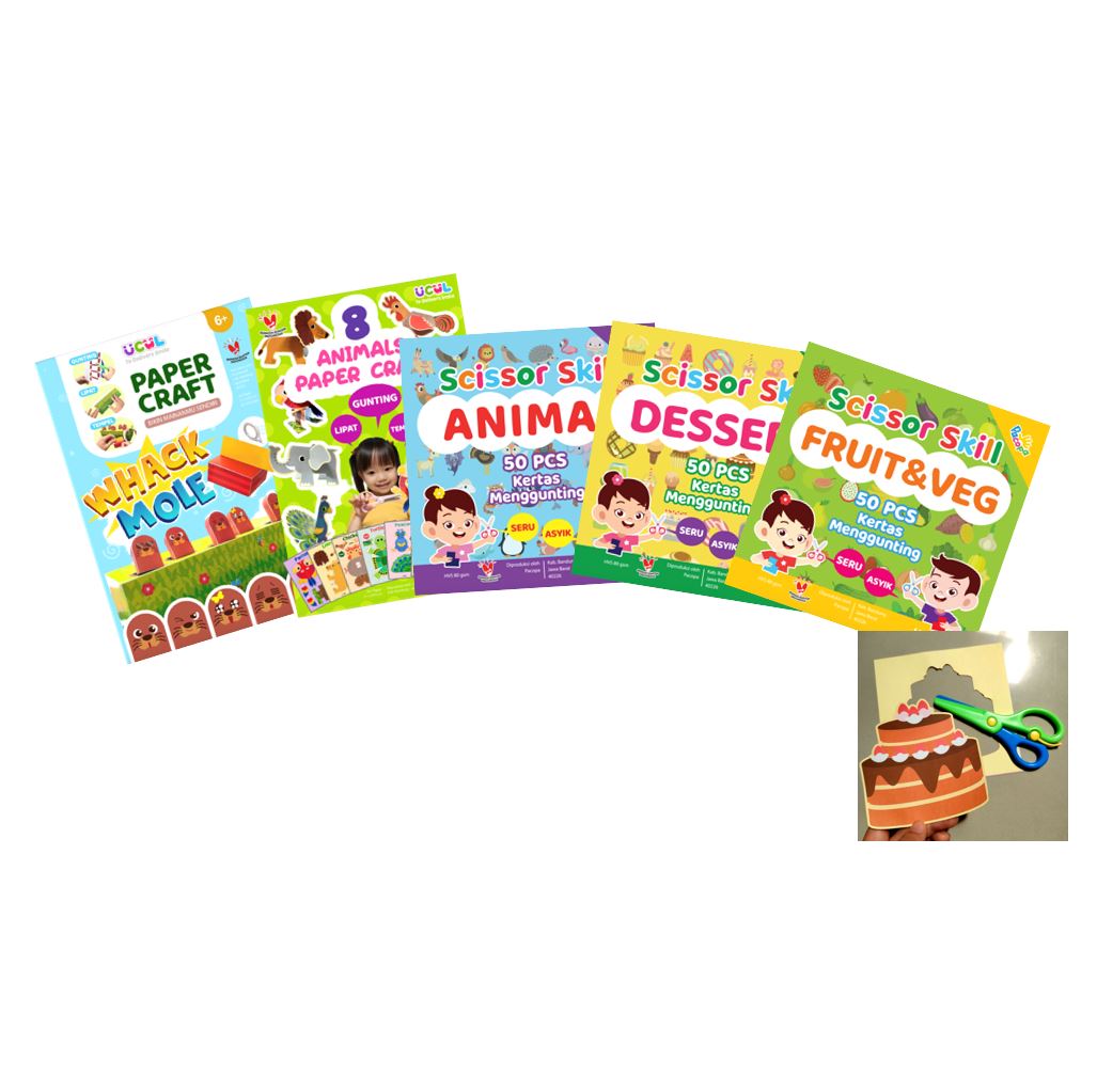 1 Set Cutting Paper Activity Worksheet Buku Aktivitas Mainan Edukasi Anak
